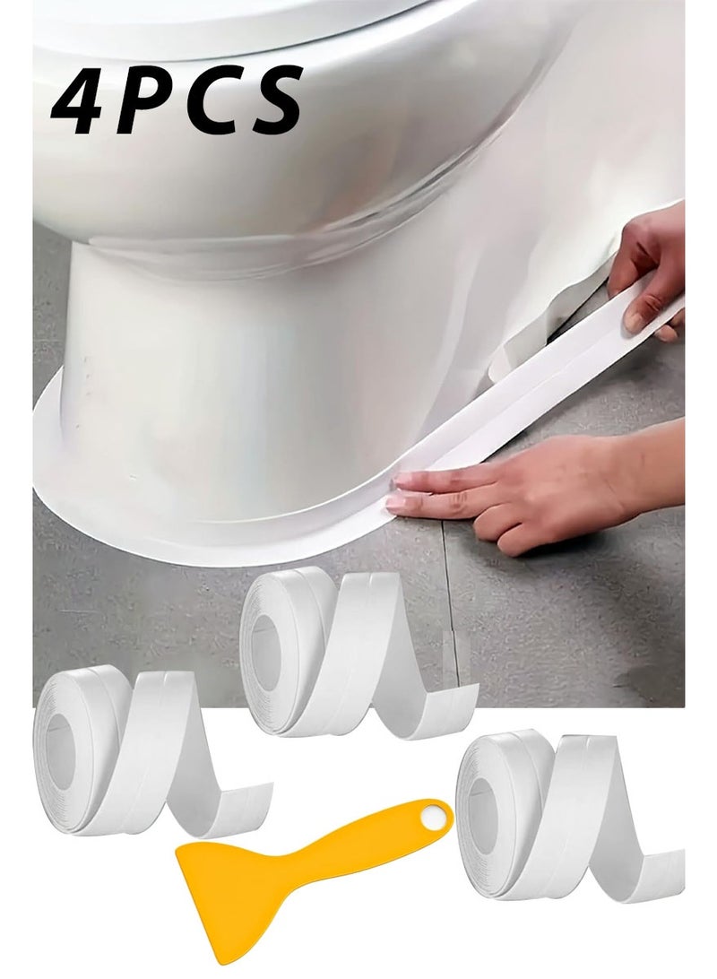 4 Pack Sealing Tape Bathroom Sealing Tape and Spatula, Waterproof Mold Length 320cm Width 38cm) Moisture Resistant High Tack Kitchen Bathroom Sealing Tape Kitchen Sink Bathroom Moisture Resistant Sealing Sticker - Image 1